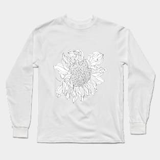 Sunflower Cut Out Line Art Long Sleeve T-Shirt